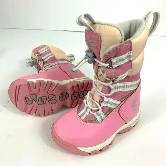 SALE Timberland Toddler Inclement Traveler Bungee Waterproof Snow Boots Pink S 5