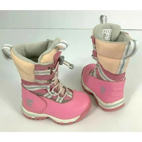 SALE Timberland Toddler Inclement Traveler Bungee Waterproof Snow Boots Pink S 5