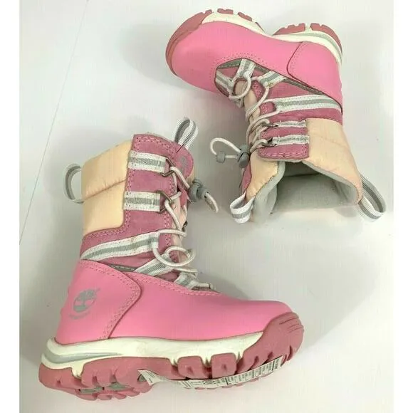 SALE Timberland Toddler Inclement Traveler Bungee Waterproof Snow Boots Pink S 5