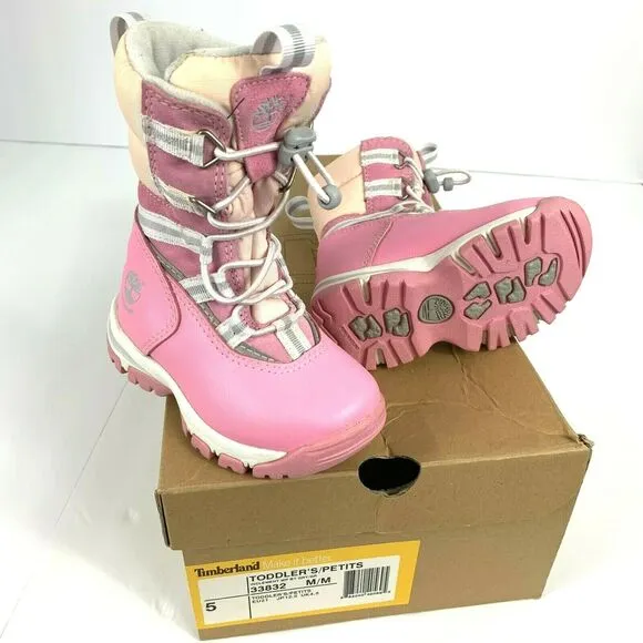 SALE Timberland Toddler Inclement Traveler Bungee Waterproof Snow Boots Pink S 5