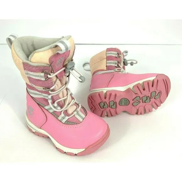 SALE Timberland Toddler Inclement Traveler Bungee Waterproof Snow Boots Pink S 5