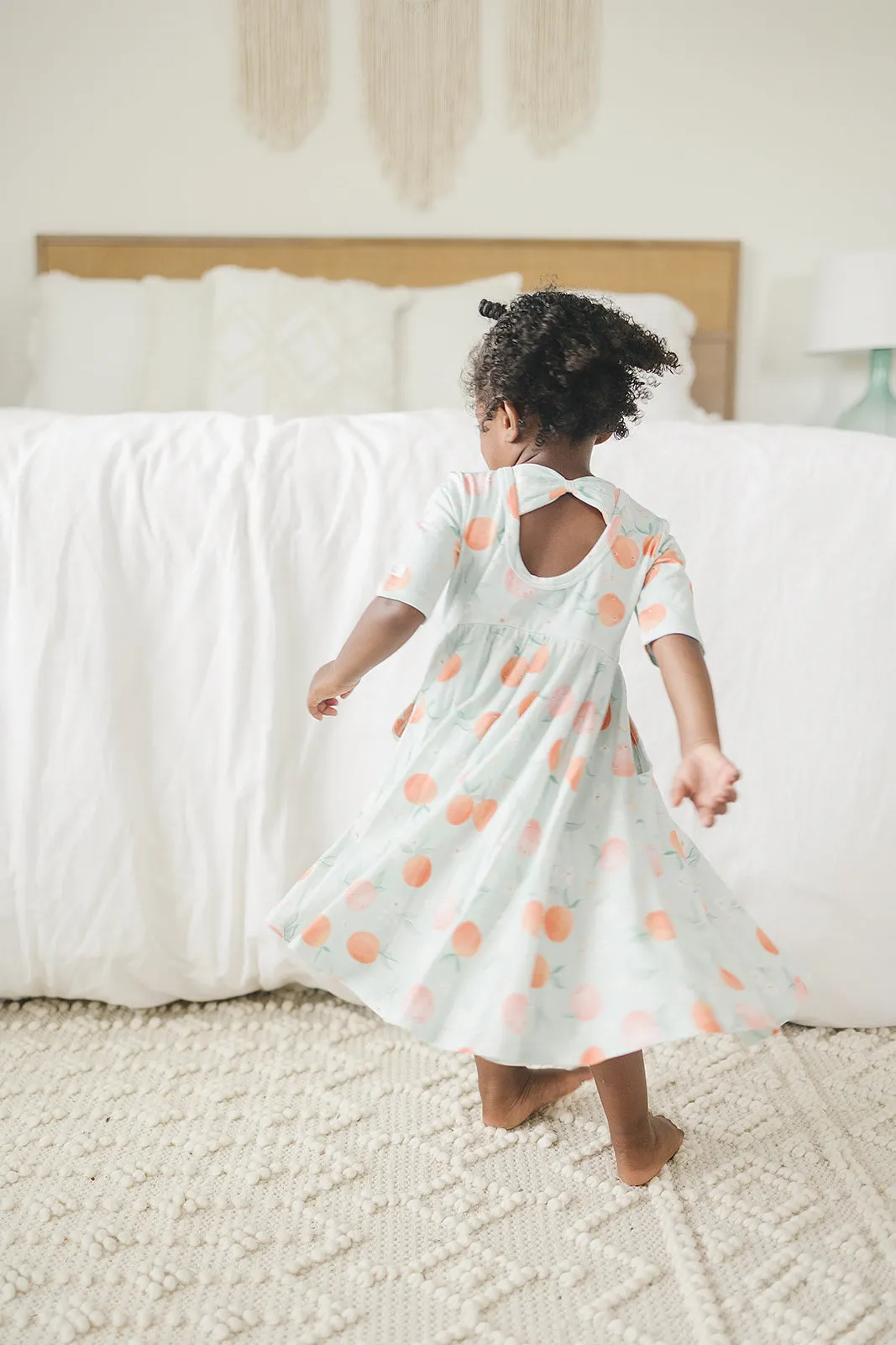 Short Sleeve Skater Dress - Peaches