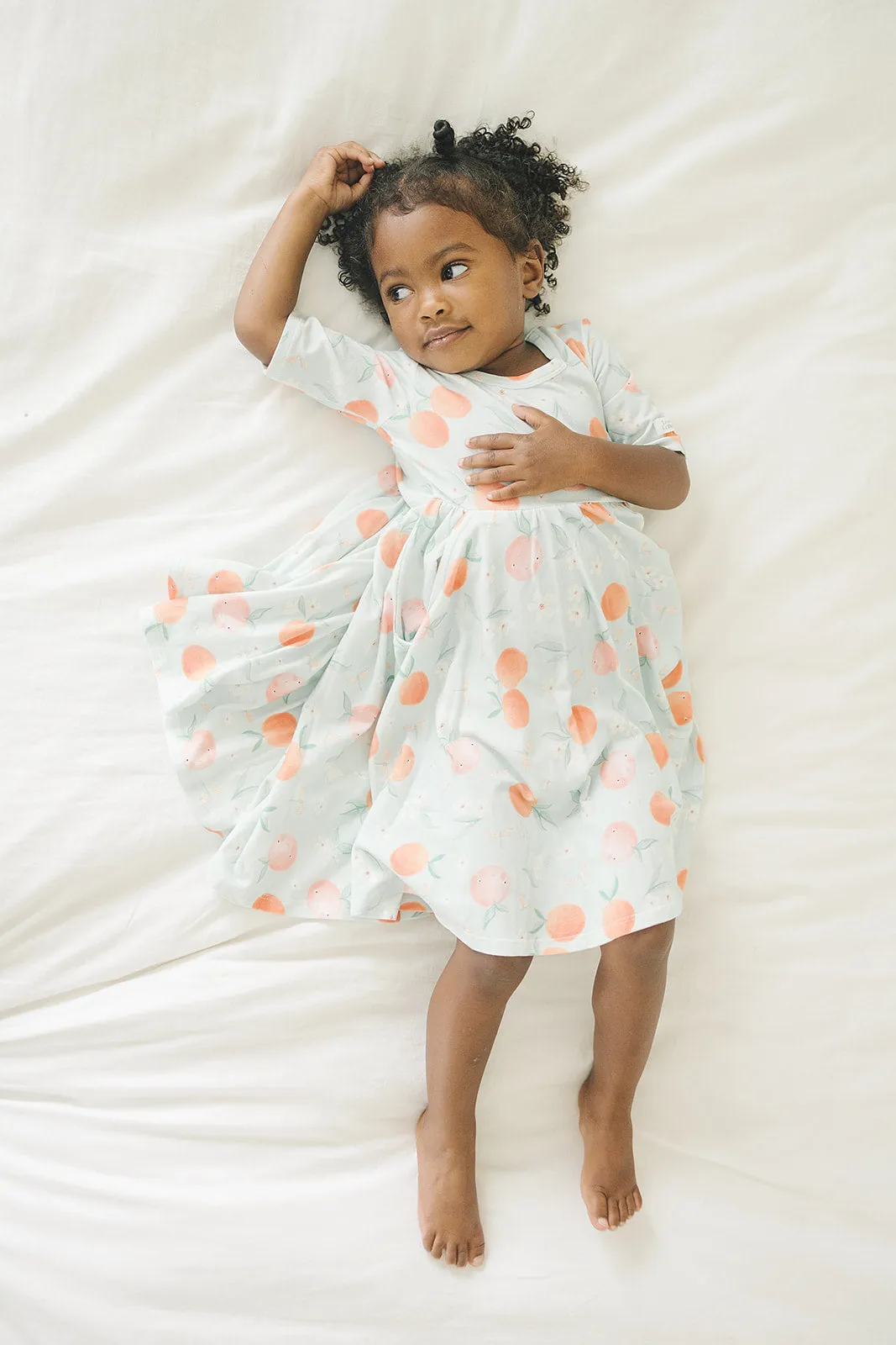 Short Sleeve Skater Dress - Peaches