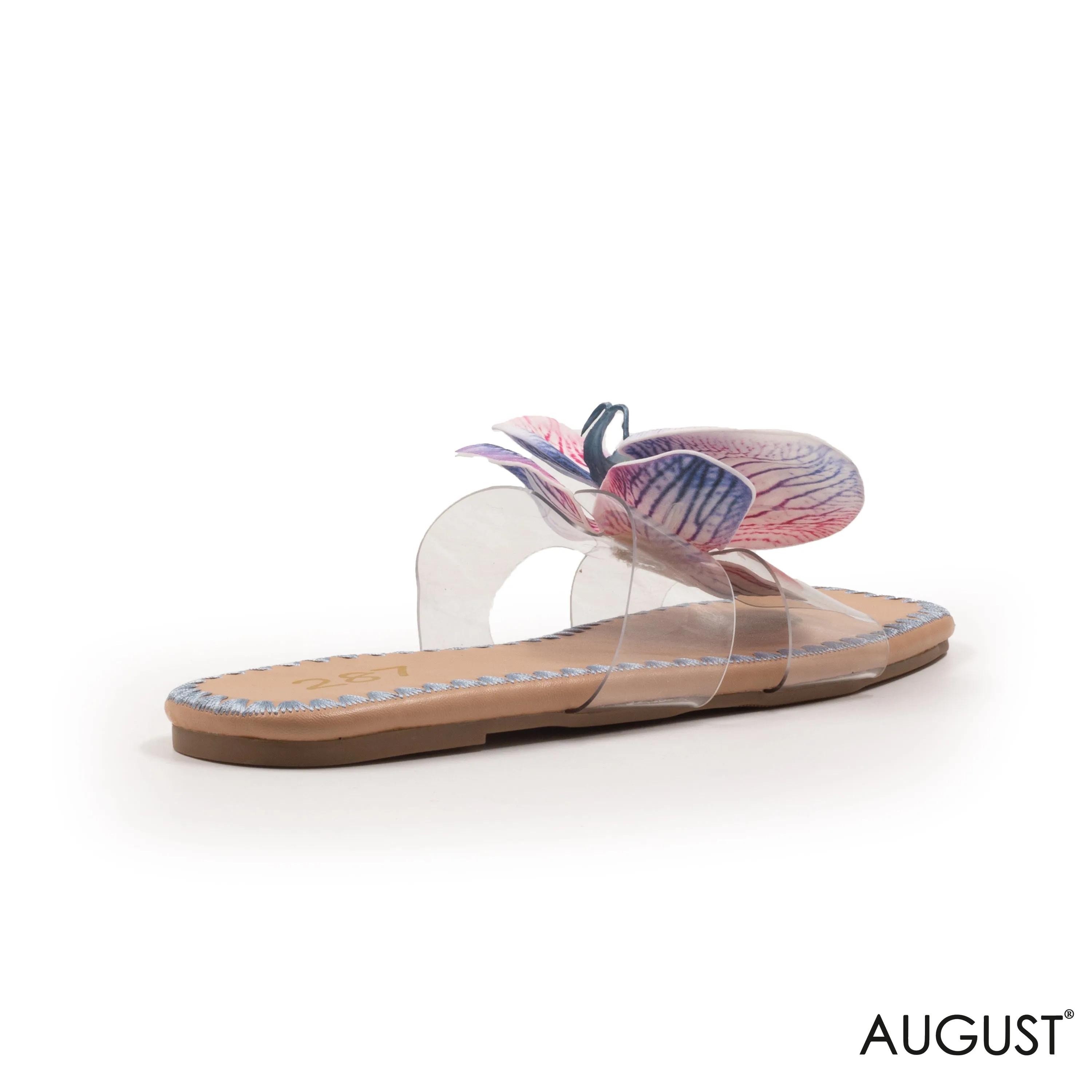 SLIPPER CLEAR WITH DETAILS MIX COLOR FLOWERS FLAT SOLE.