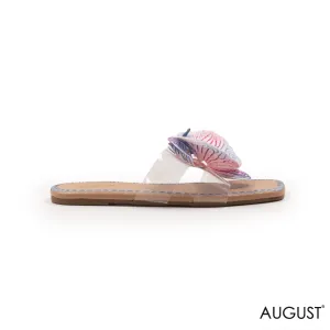 SLIPPER CLEAR WITH DETAILS MIX COLOR FLOWERS FLAT SOLE.