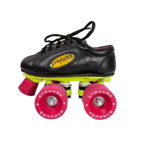 STRAUSS Gripper Skating Shoes: Fixed Body Roller Skates with Adjustable Fit | Size-2 | Red/Black