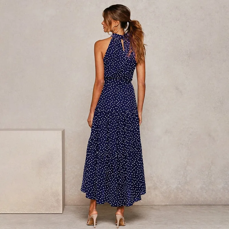 Summer Long Dress Polka Dot Casual Dresses Black Sexy Halter Strapless New 2020 Yellow Sundress Vacation Clothes For Women
