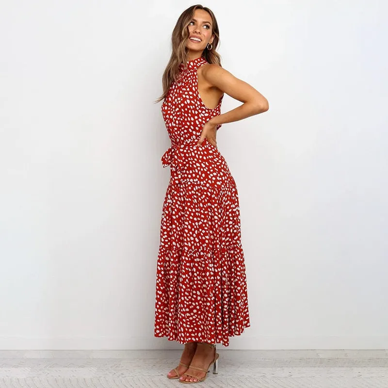 Summer Long Dress Polka Dot Casual Dresses Black Sexy Halter Strapless New 2020 Yellow Sundress Vacation Clothes For Women