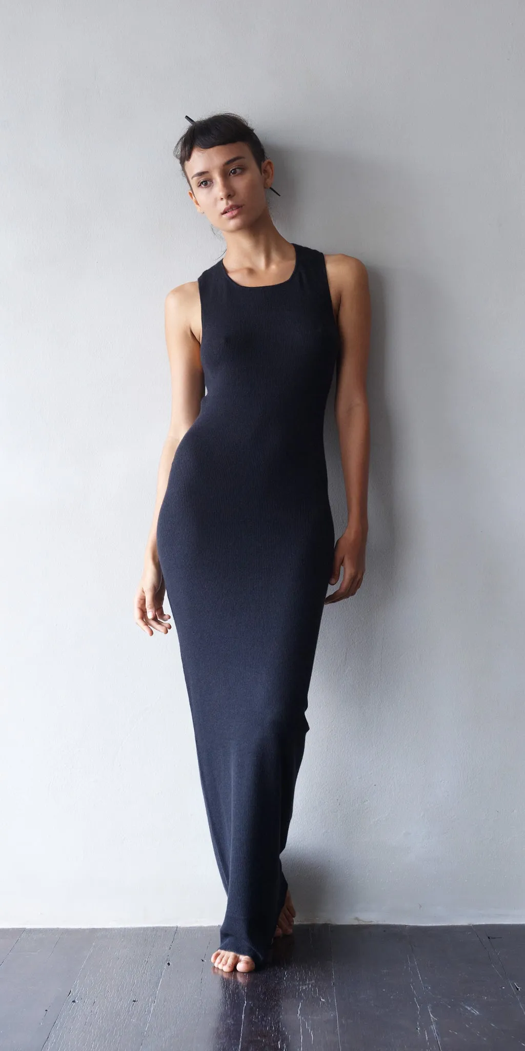 Superfine Cashmere Ribbed Tank Dress