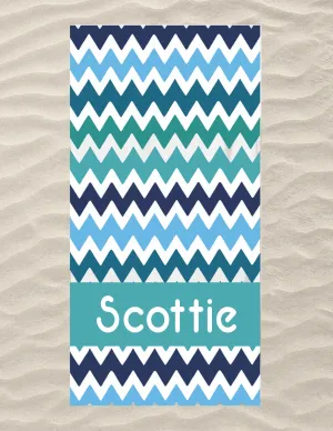 Teal Zigzag Vertical Beach Towel