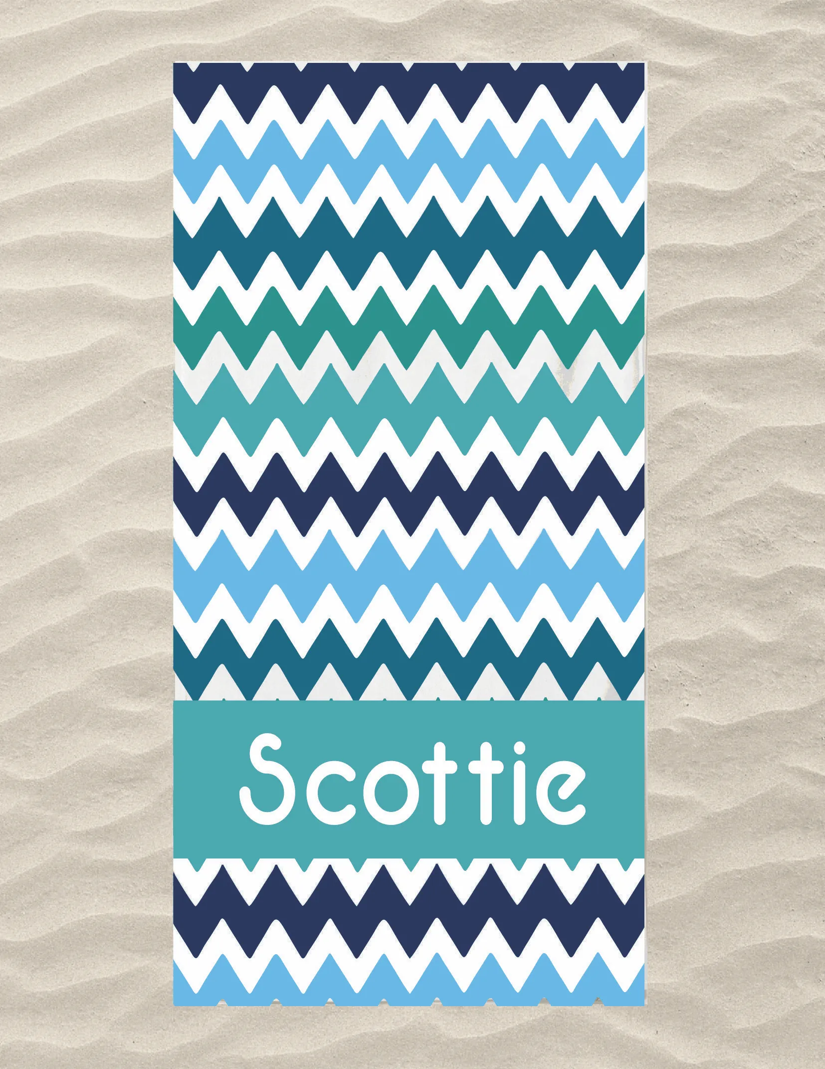 Teal Zigzag Vertical Beach Towel