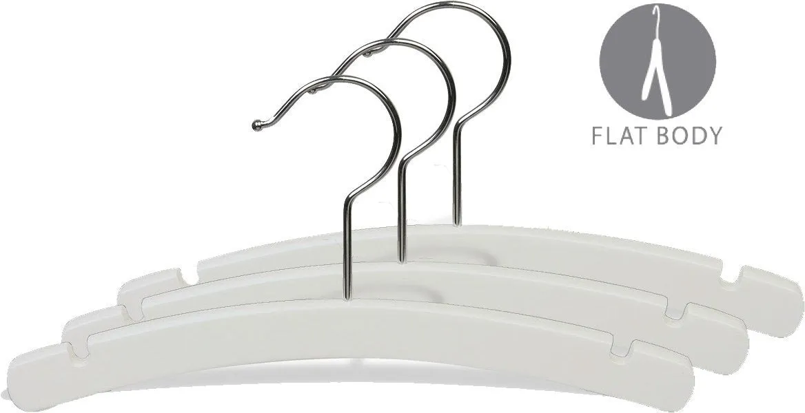 The Great American Hanger Company White Rounded Wooden Baby Hanger, Box of 50 10 Inch Wood Top Hangers w/Chrome Swivel Hook for Infant Clothes or Onesie
