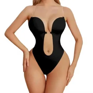 Thong Bodysuit Tight Fitting Leotard Plunging Body Shaper Women Sleeveless