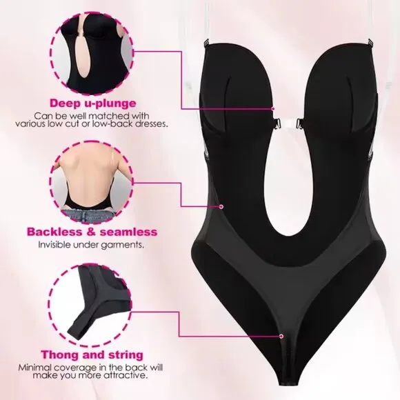 Thong Bodysuit Tight Fitting Leotard Plunging Body Shaper Women Sleeveless
