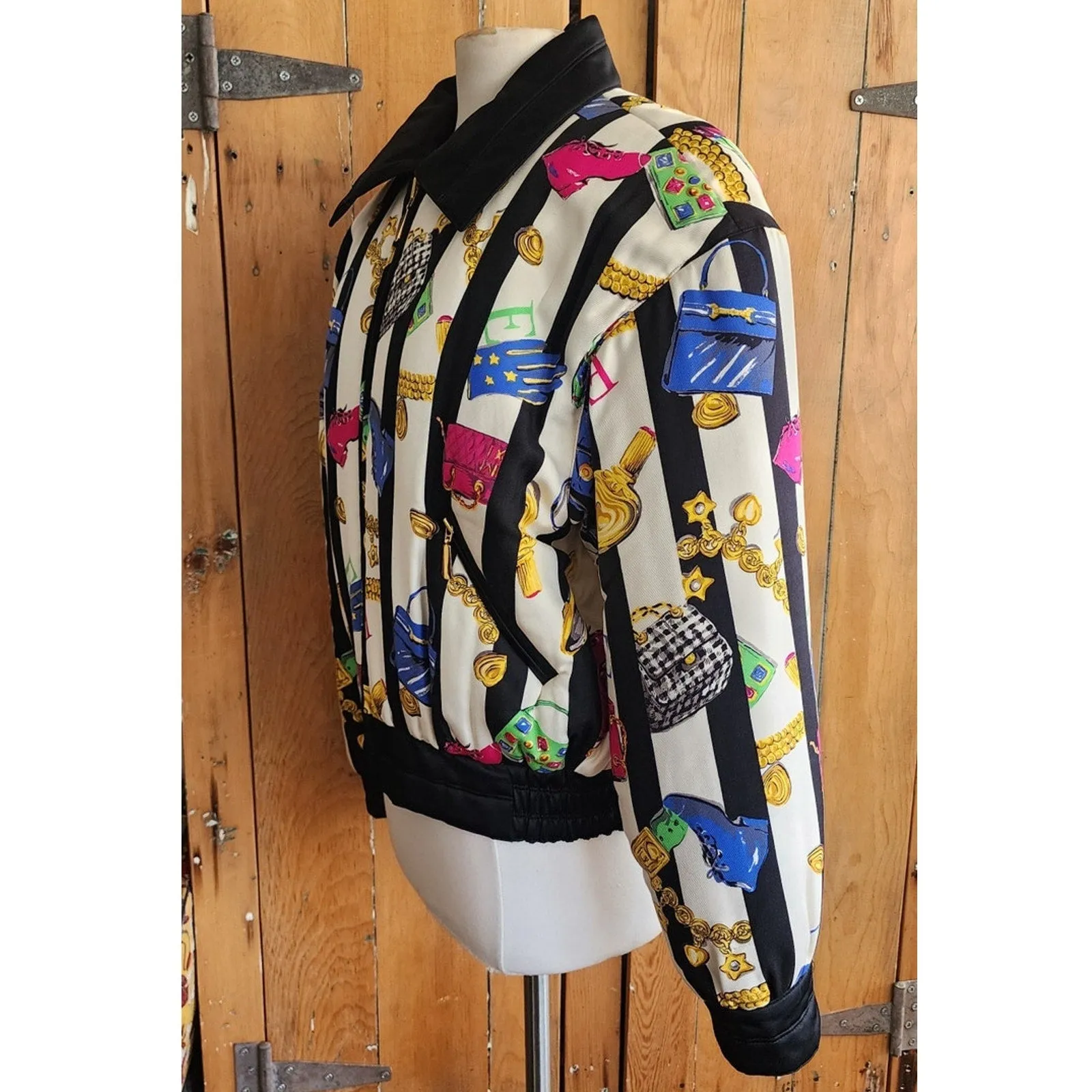 Vintage 90s Escada Bomber Jacket Silk Scarf Print Shoes Purses