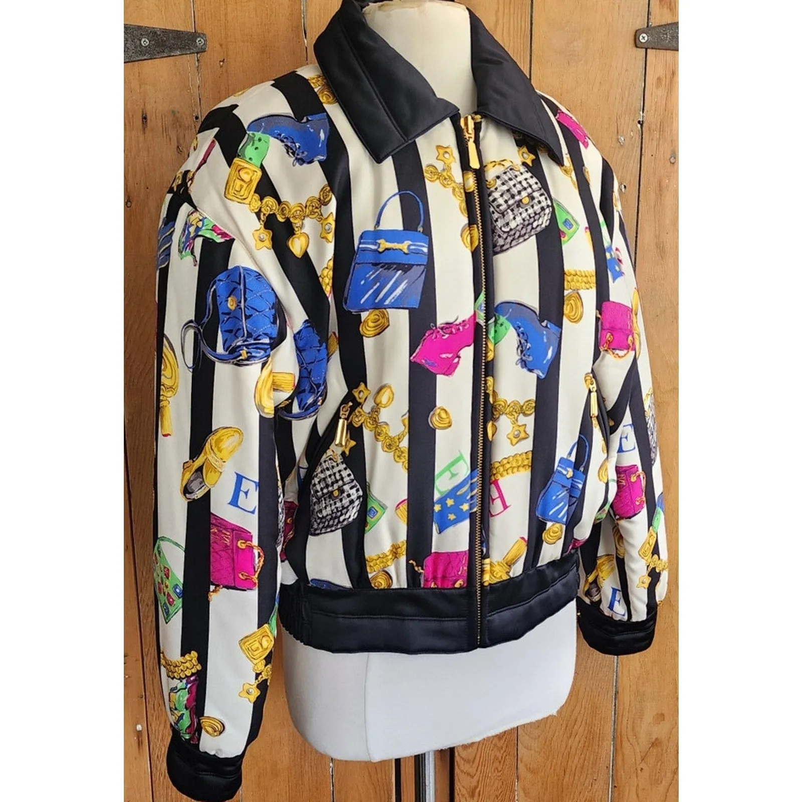Vintage 90s Escada Bomber Jacket Silk Scarf Print Shoes Purses