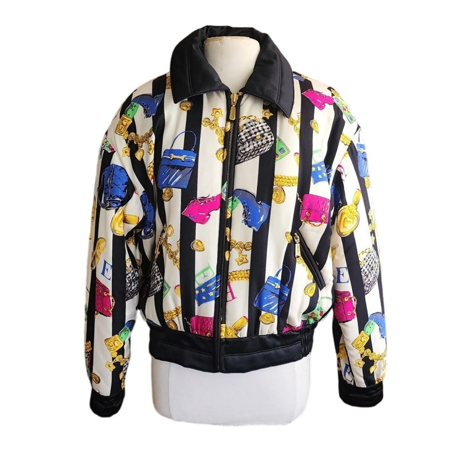 Vintage 90s Escada Bomber Jacket Silk Scarf Print Shoes Purses