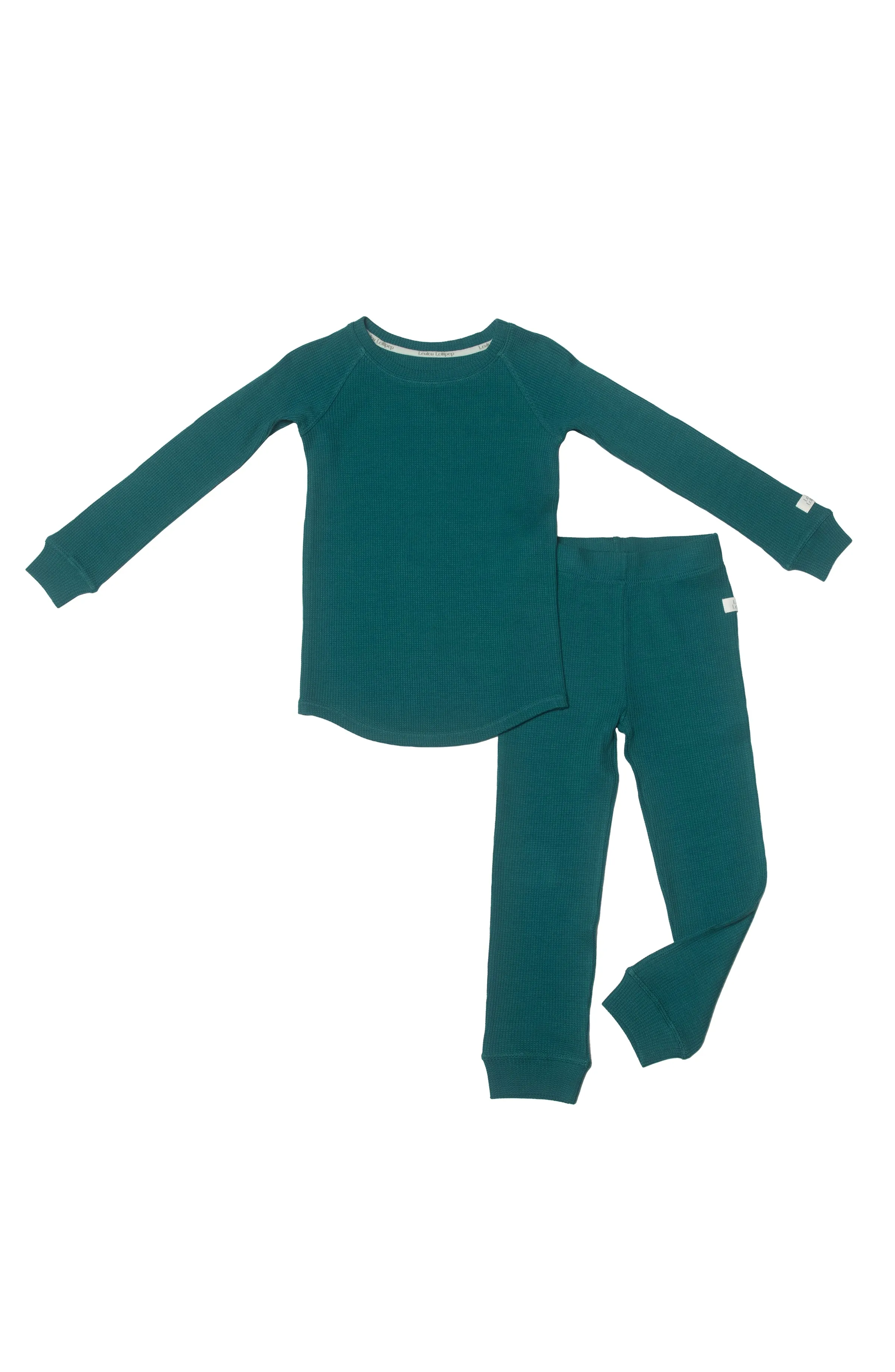 Waffle Long Sleeve Pajama Set - Peacock