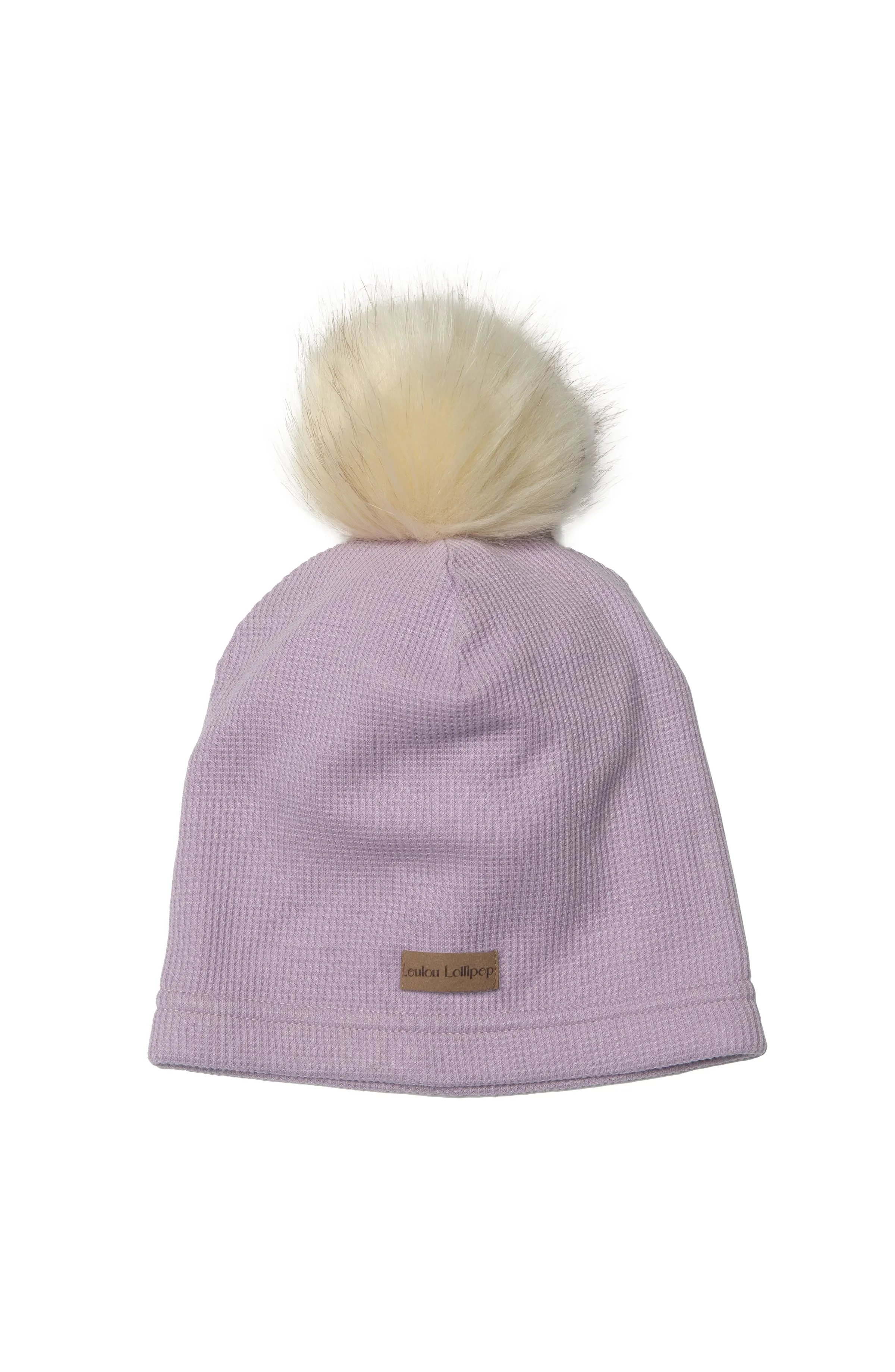 Waffle Pom Pom Hat - Lavender