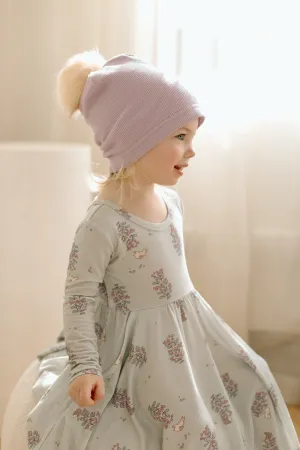 Waffle Pom Pom Hat - Lavender