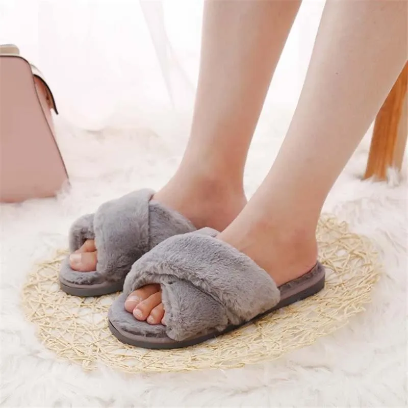 Women Faux Fur  Winter Slippers