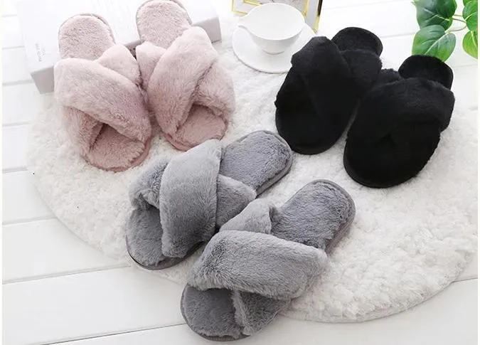 Women Faux Fur  Winter Slippers