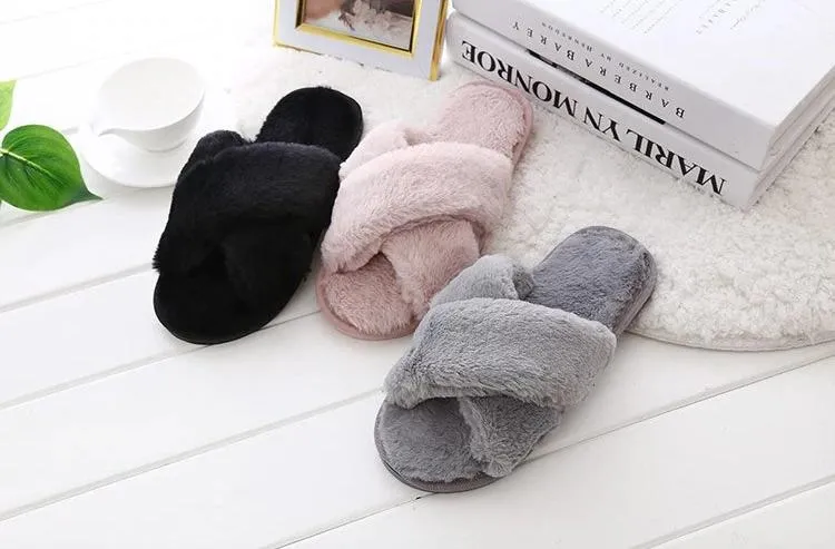 Women Faux Fur  Winter Slippers