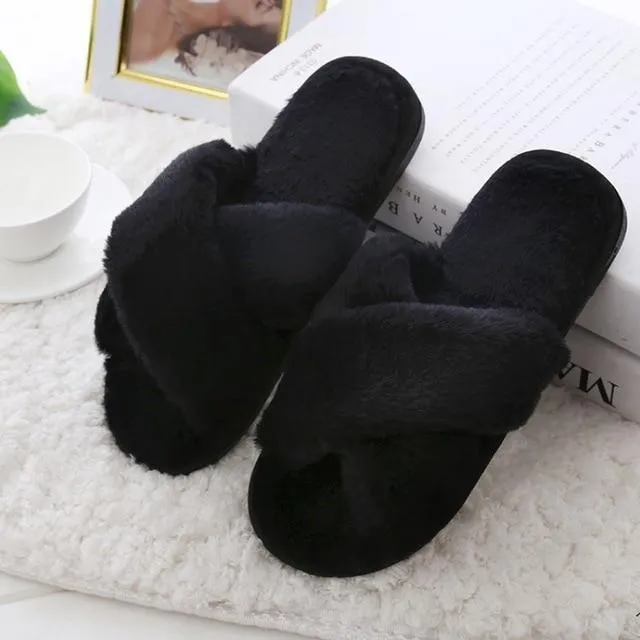 Women Faux Fur  Winter Slippers