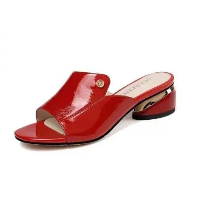Women's Shoes Fashion Red Sexy xSlippers PU Soft Leather Ladies Comfortable Sandals