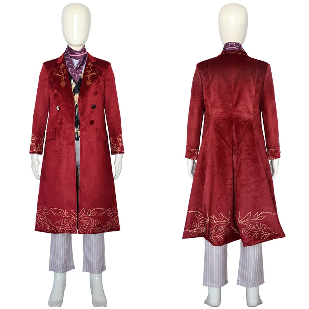 Wonka Kids Children Cosplay Costume Red Outfits Halloween Carnival Suit