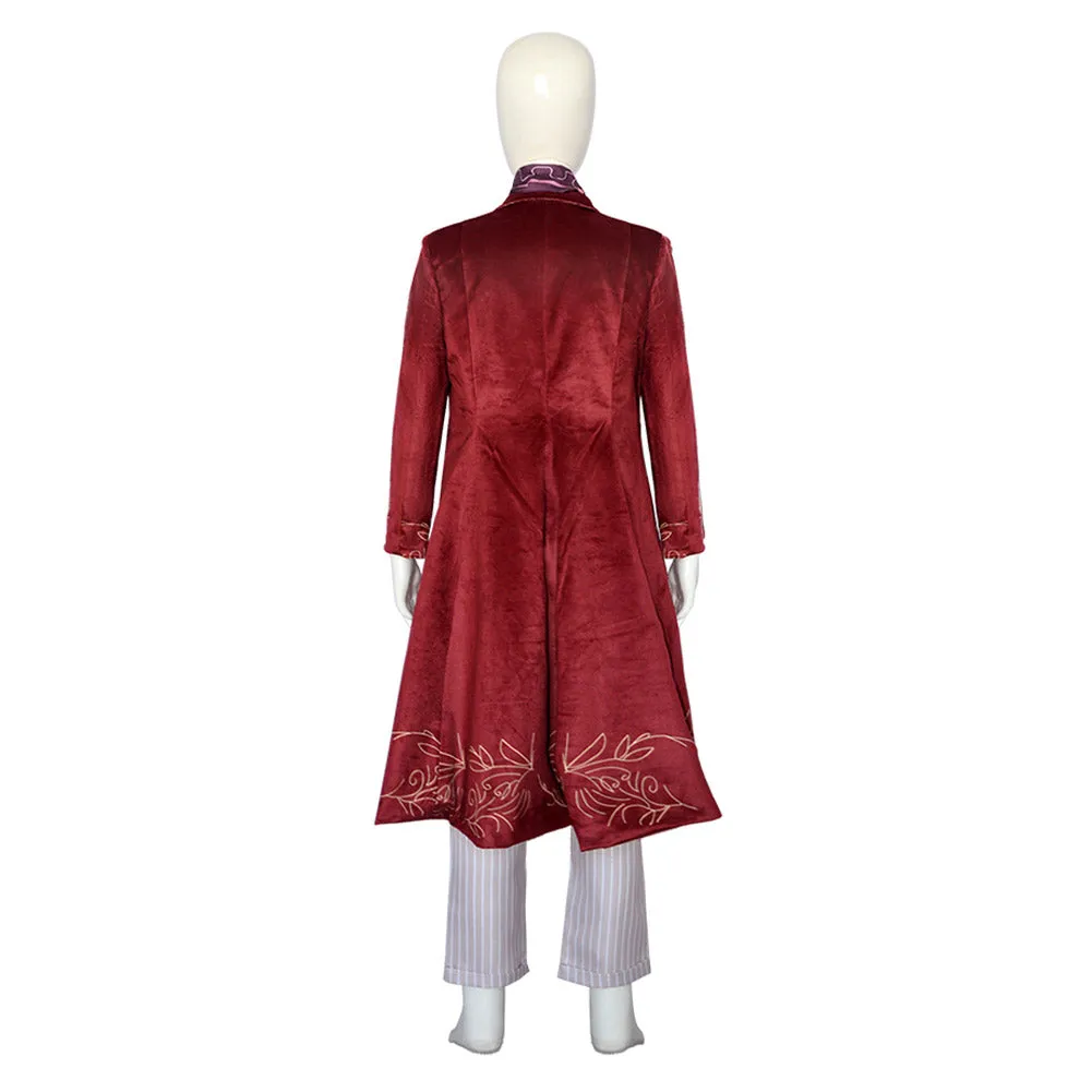 Wonka Kids Children Cosplay Costume Red Outfits Halloween Carnival Suit