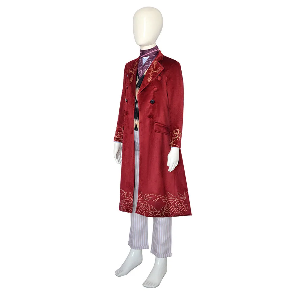 Wonka Kids Children Cosplay Costume Red Outfits Halloween Carnival Suit