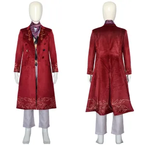 Wonka Kids Children Cosplay Costume Red Outfits Halloween Carnival Suit