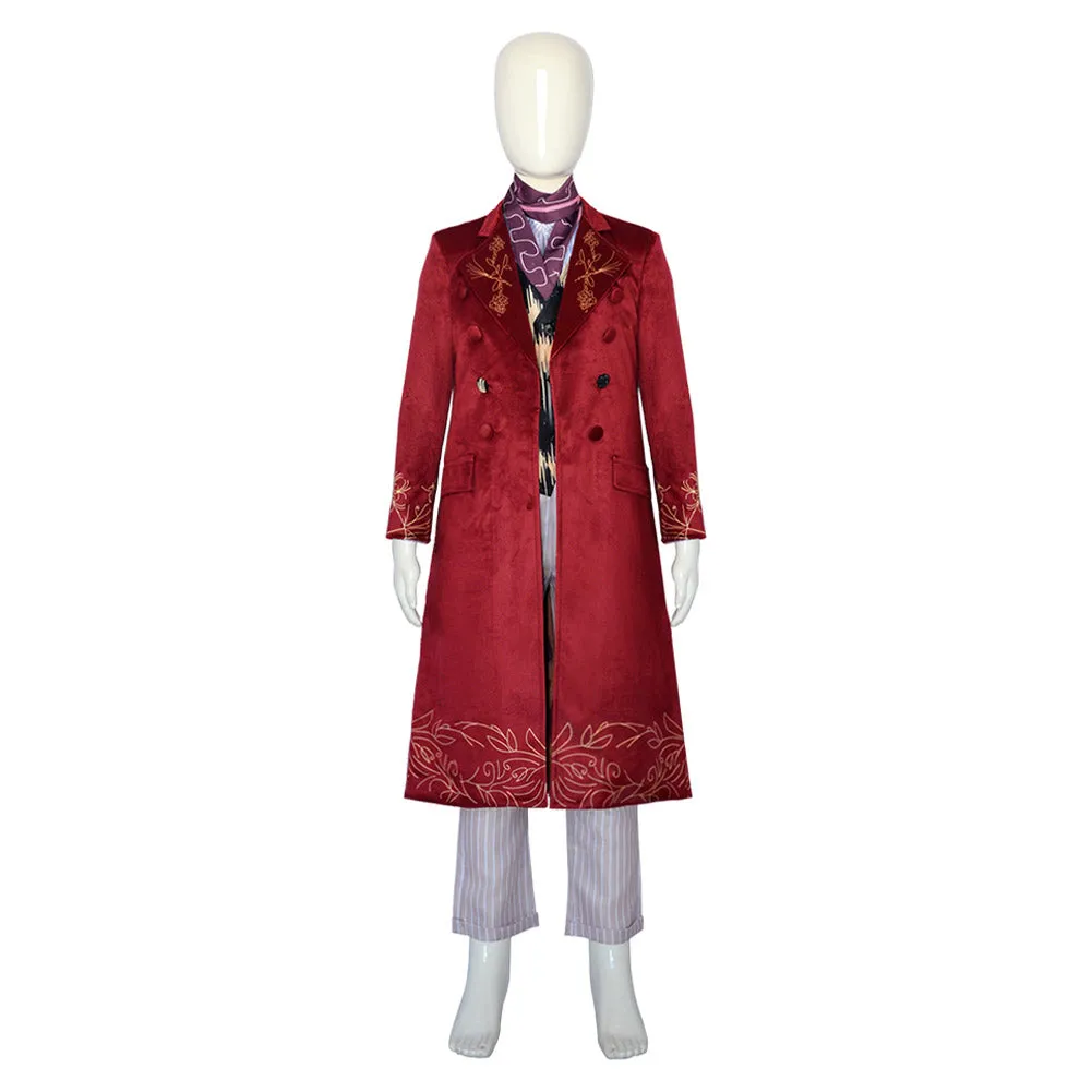 Wonka Kids Children Cosplay Costume Red Outfits Halloween Carnival Suit