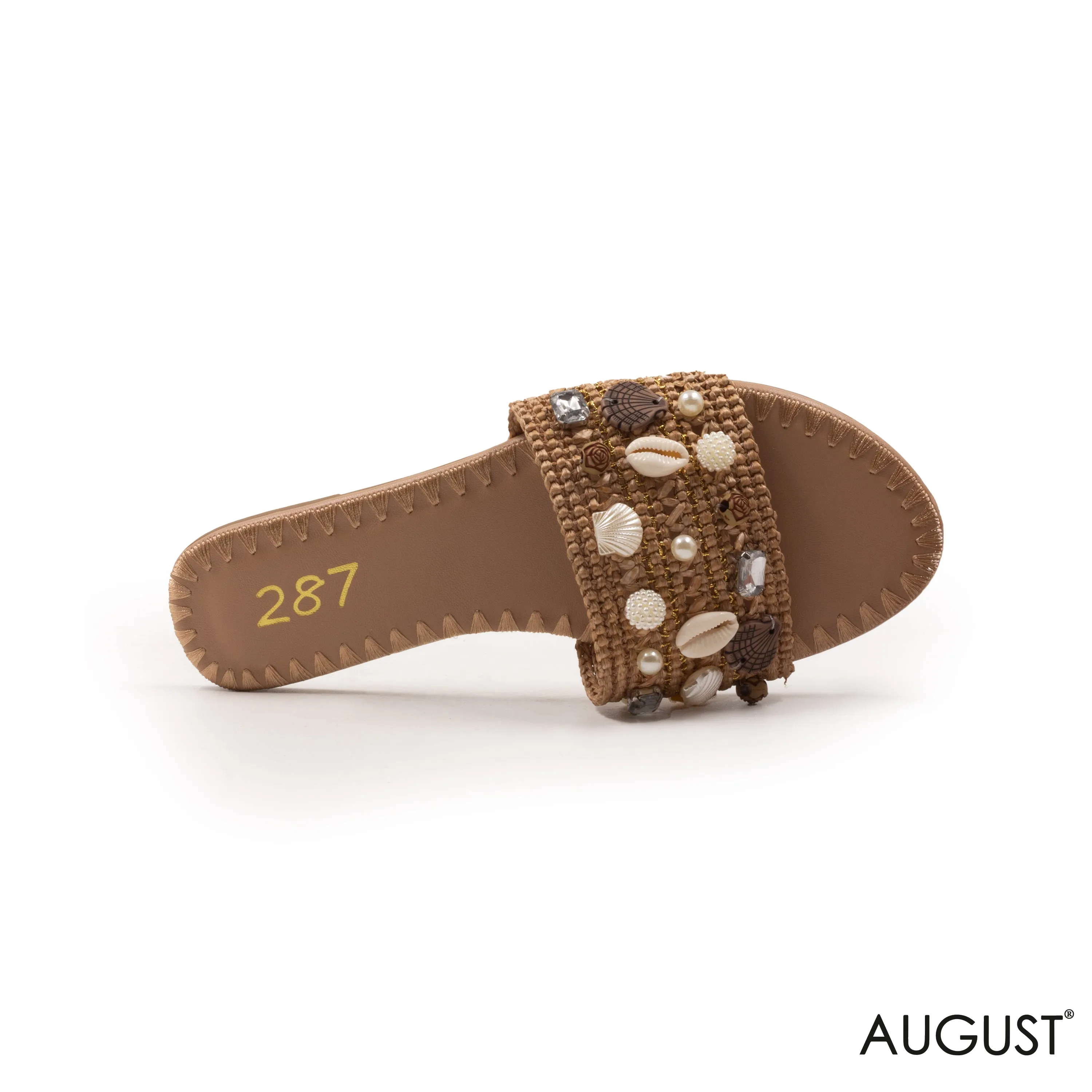 WOVEN STRAPR FLAT SLIPPER WITH DETAILS SHELLS