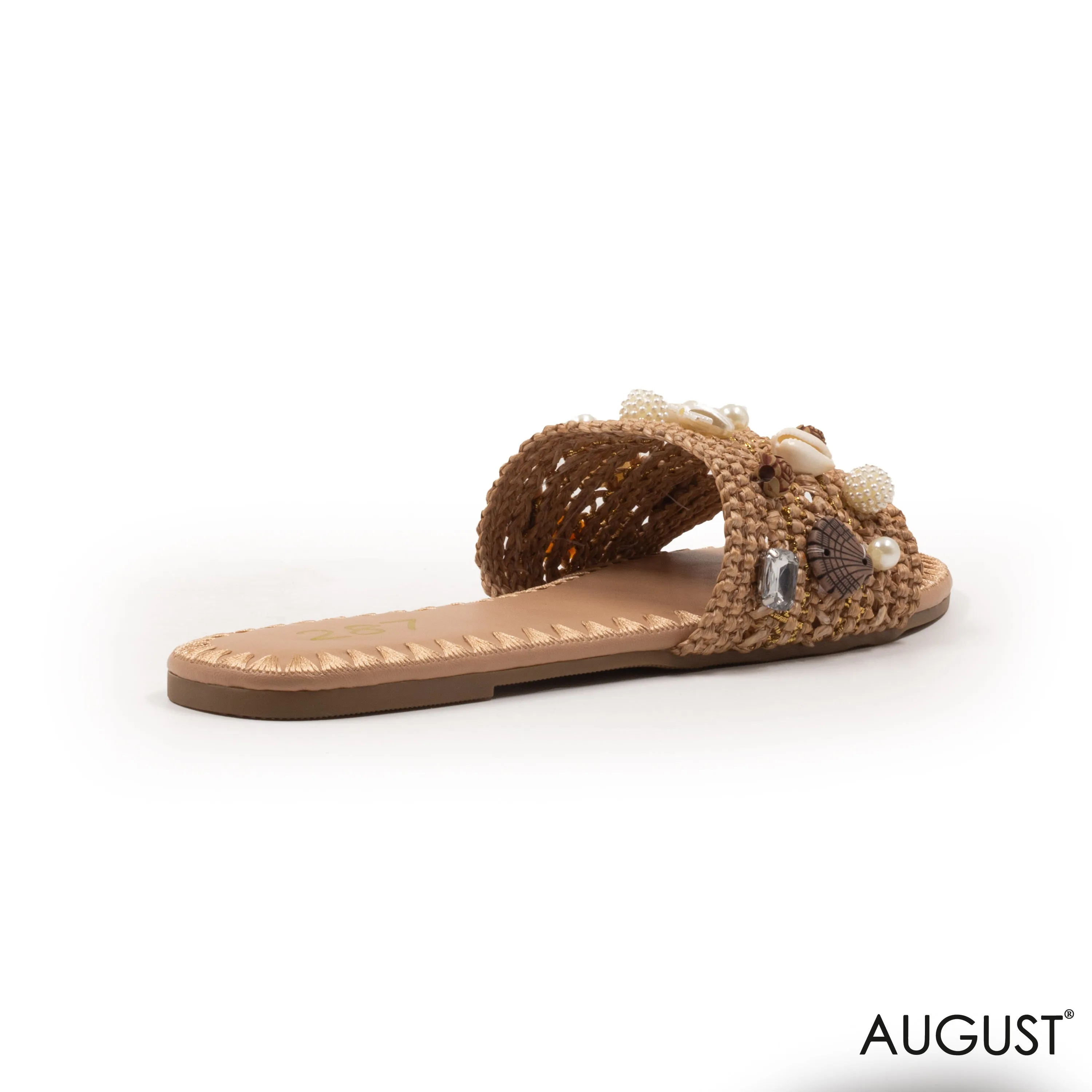 WOVEN STRAPR FLAT SLIPPER WITH DETAILS SHELLS