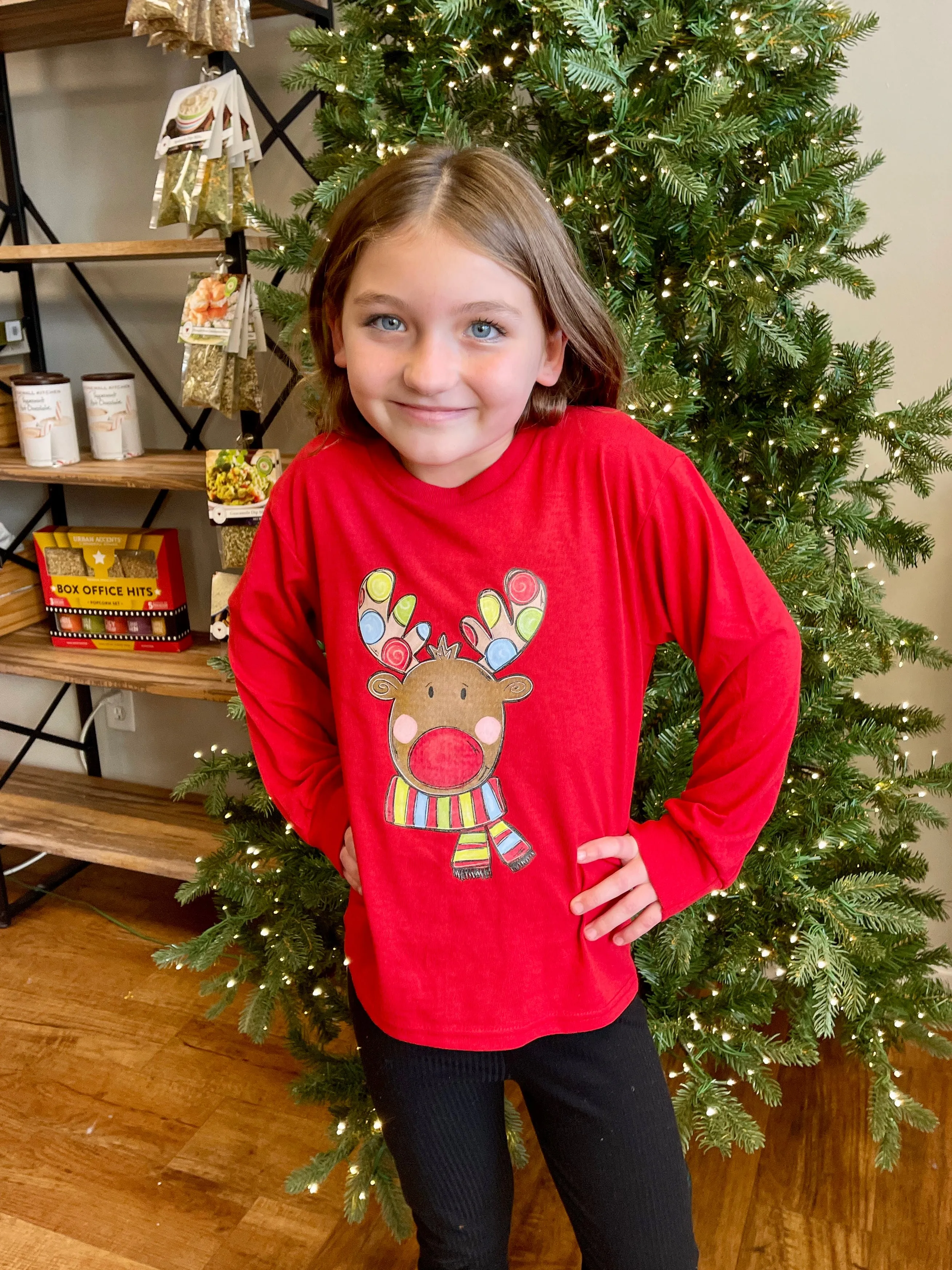 Youth Colorful Reindeer tee